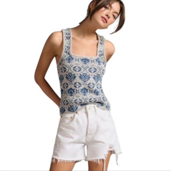 Anthropologie Tops - Anthropologie Pilcro Gray and Blue Knit Tank Top Size Small